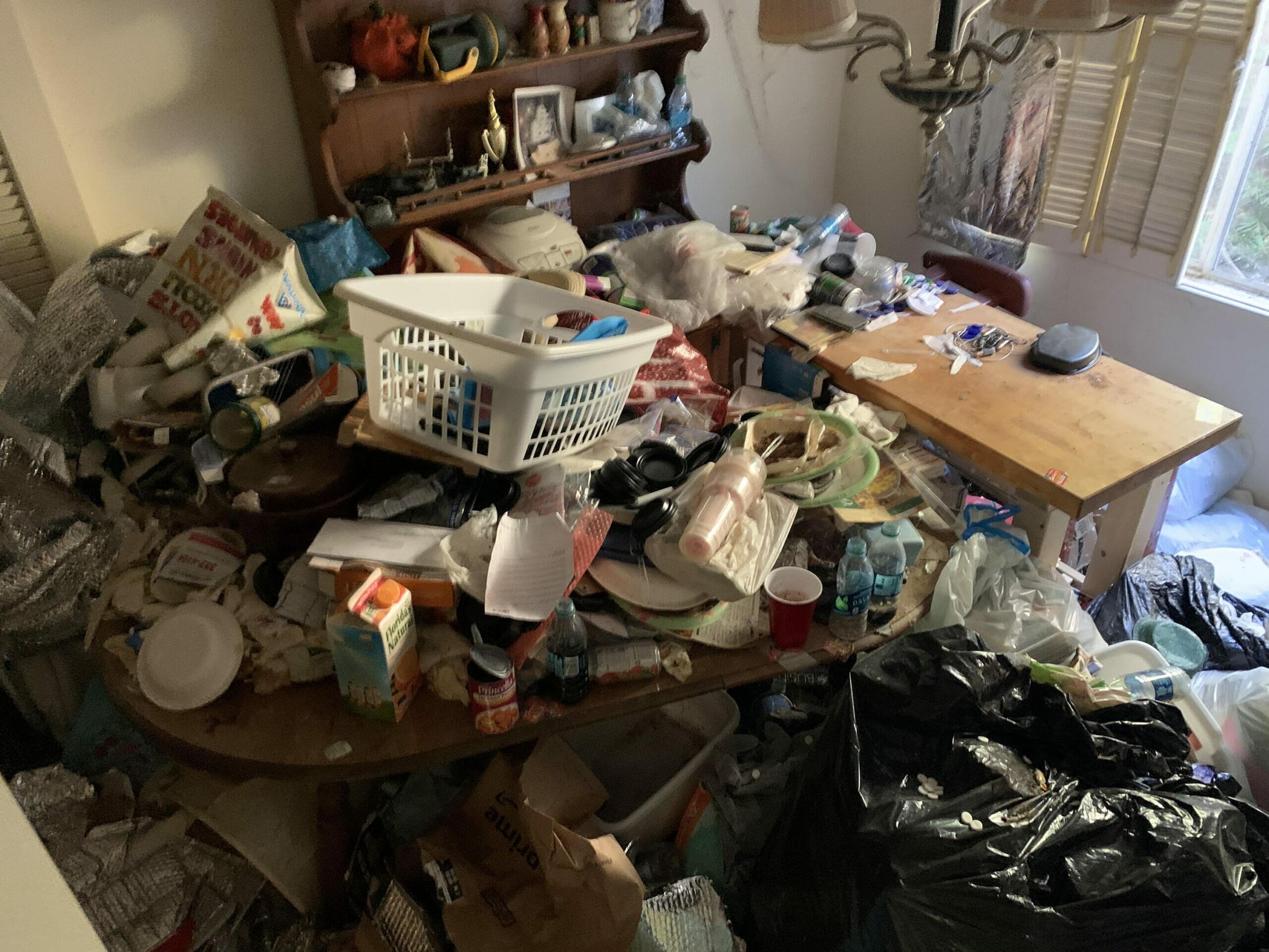 Severe clutter, and multiple safety hazards.